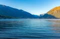 A view down the incredibly beautiful Rotoiti Lake surrounded by mountains which is part of the Nelson Lakes National Park Royalty Free Stock Photo