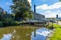 A view down the Leeds, Liverpool canal at Bingley, Yorkshire, UK Royalty Free Stock Photo