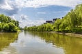 A view down the Ljubljanica River in downtown Ljubljana Royalty Free Stock Photo