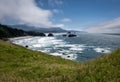 View down the Oregon coast including Haystack Rock at Cannon Beach Royalty Free Stock Photo