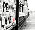 A VIEW DOWN PENNY LANE, LIVERPOOL, ENGLAND. Royalty Free Stock Photo