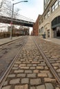 A view down Plymouth Street in the DUMBO section of Brooklyn