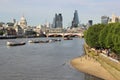 View down River Thames from Waterloo Bridge London Royalty Free Stock Photo