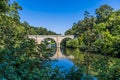 A view down the River Wear towards the Prebends Bridge in Durham, UK Royalty Free Stock Photo