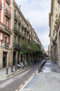 A view down a side street of the Rambles in Barcelona Royalty Free Stock Photo