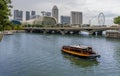 A view down the Singapore river from the Anderson Bridge in Singapore, Asia