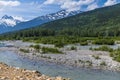 A view down the Skagway river from the White Pass train in Alaska