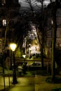 View down steep steps on a hillside in a city