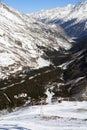 View down to the Baksan Valley from the slopes of Mount Cheget