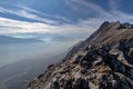 View down to the Innvalley in Austria in autumn as seen from the side of the mountain Hundksopf in the Karwendel Mountains,