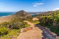 A view down the trail leading away from the lighthouse at Cape Point, South Africa Royalty Free Stock Photo