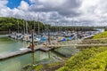 A view down Westfield Pill showing boats moored at Neyland, Pembrokeshire, South Wales Royalty Free Stock Photo