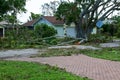 Broken trees with house after hurricane Royalty Free Stock Photo