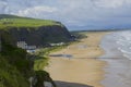 A view of Downhill Beach from the cliff top at Mussenden Temple in the Downhill Demesne in County Londonderry in Northern Ireland