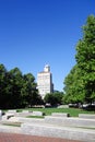 View of downtown Asheville NC from Pack Square Park