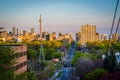 View of downtown from the Baldwin Steps at Spadina Park, in Midtown Toronto, Ontario. Royalty Free Stock Photo