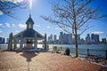 View of downtown Boston skyline from across the Boston Harbor Royalty Free Stock Photo