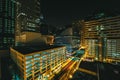View of downtown Chicago from one of its many buildings at night