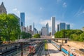 View of downtown Chicago and train station Royalty Free Stock Photo