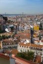 View of the downtown of the city of Lisbon from the Graca Viewpoint Miradouro da Graca with the Tagus River on the background Royalty Free Stock Photo