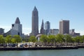 View of downtown Cleveland, OH from an excursion boat on lake Erie