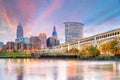 View of downtown Cleveland skyline in Ohio USA Royalty Free Stock Photo