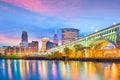 View of downtown Cleveland skyline in Ohio USA