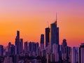 View of downtown Gold Coast at sunset. Queensland, Australia. Royalty Free Stock Photo