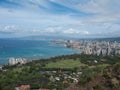 View of Downtown Honolulu from atop Diamond Head Royalty Free Stock Photo