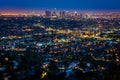 View of the downtown Los Angeles skyline at night, Royalty Free Stock Photo