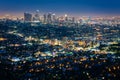 View of the downtown Los Angeles skyline at night Royalty Free Stock Photo