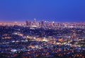 View of the downtown Los Angeles skyline at night Royalty Free Stock Photo