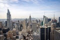 A view of downtown Manhattan from the Rockefella tower, looking at the Empire state building Royalty Free Stock Photo