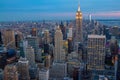 View of downtown Manhattan skyline, New York, USA, at night during twilight Royalty Free Stock Photo