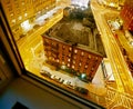 A view of downtown NYC street and building from a window Royalty Free Stock Photo