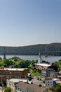 View of downtown Poughkeepsie with Our Lady of Mt Carmel Church in the foreground with the Mid