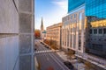 View of Downtown Raleigh at North Salisbury Street in fall season at sunset time North Carolina USA. Royalty Free Stock Photo