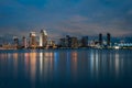 View of the downtown San Diego skyline at night, from Coronado, California Royalty Free Stock Photo