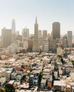 View of the downtown San Francisco skyline from Coit Tower, San Francisco, California Royalty Free Stock Photo