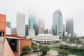 View of the downtown skyline in fog, in Houston, Texas Royalty Free Stock Photo
