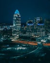 View of the downtown skyline at night, Cincinnati, Ohio Royalty Free Stock Photo