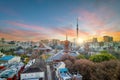 View of downtown Tokyo  city skyline cityscape at sunset Royalty Free Stock Photo