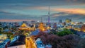 View of downtown Tokyo  city skyline cityscape at sunset Royalty Free Stock Photo