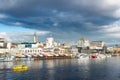 View of downtown Valdivia across the Calle Calle River, Chile Royalty Free Stock Photo