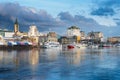 View of downtown Valdivia across the Calle Calle River Royalty Free Stock Photo