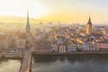 View of Downtown Zurich at Sunset Royalty Free Stock Photo