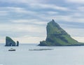 View On Drangarnir and Tindholmur Sea stack, Faroe Islands