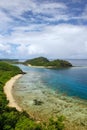 View of Drawaqa Island coastline and Nanuya Balavu Island, Yasawa Islands, Fiji