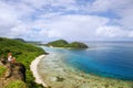 View of Drawaqa Island coastline and Nanuya Balavu Island, Yasawa Islands, Fiji