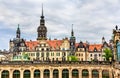 View of Dresden castle from Zwinger Palace Royalty Free Stock Photo